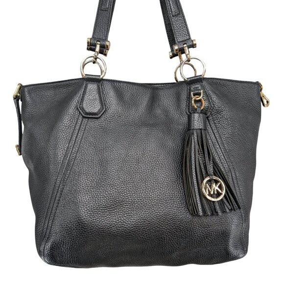 Michael Kors Frances Large Grab Leather Tote Shoulder Bag Tassel Charm 15" - Picture 3 of 13